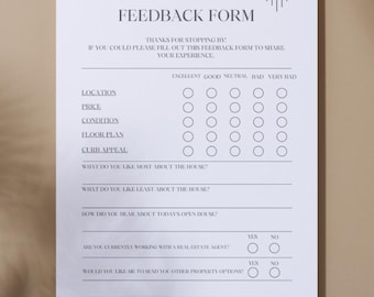 Open House Feedback Form | Real Estate | Digital Download | Fully Editable In Canva