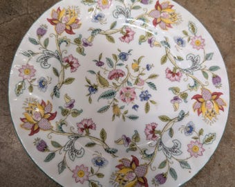 Vintage Minton Haddon Hall Salad Plate – B-1451 Bone China Made in England – Floral Chintz with Green Trim – 8" Replacement China