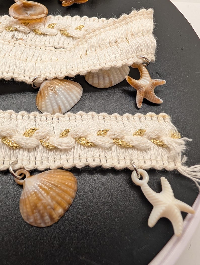 Coastal Shell Tassel Fringe Trim | Nautical Boho Sewing Ribbon by Yard ...