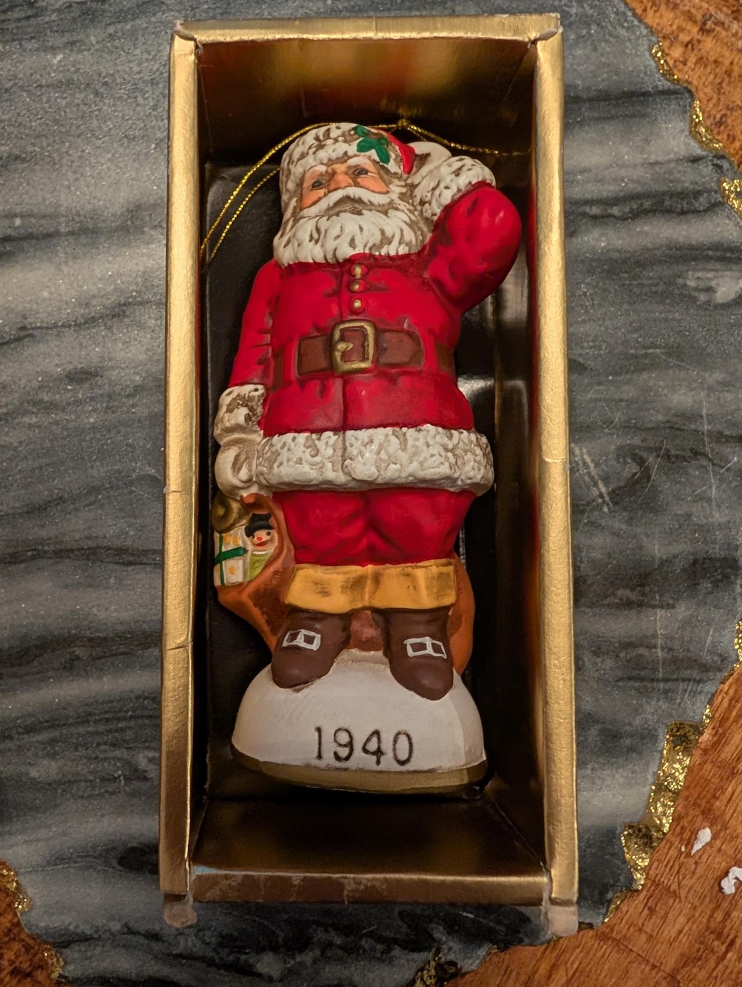 Vintage Porcelain Santa Claus Ornament - Historical Christmas Collector ...
