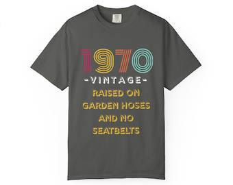 1970年代のヴィンテージレトロタイポグラフィTシャツ | 1970年代ストライプバースデーTシャツ