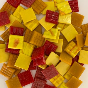 Mosaic Tile Sunset Mix Glass Vitreous Glass Tile Warm Mix Glass Tile for Craft Project 20mm Glass Tile for Mosaic Red Yellow Orange Mix