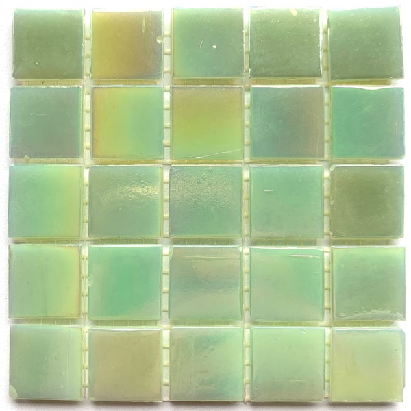 Mosaic Tile Glass Green Iridescent Vitreous Glass Tile Green Glass Tile for Craft Project 20mm Glass Tile for Mosaic Lemon/Lime Glass Tile