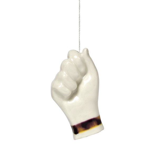 Housewarming Gifts, Bathroom decor, Cream white  ceramic hand ,Light pull, Tattooed, Birthday gift, Funny Gifts for Home, Porcelain Hand