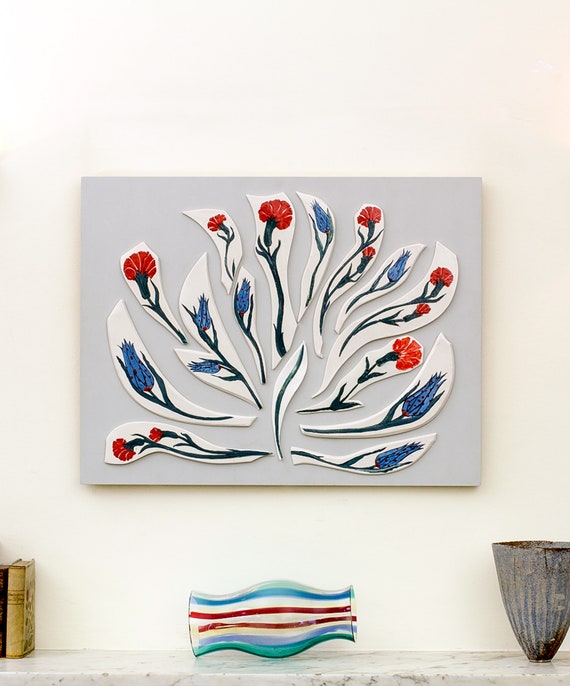 Oriental Wall Art 3d Wall Art Porcelain Wall Decor Flower Etsy