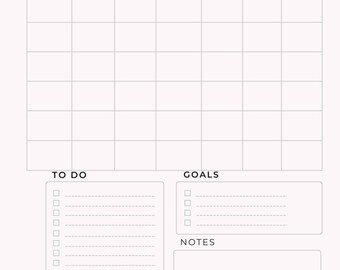 Planificador semanal imprimible minimalista rosa y dorado (descarga en PDF, tamaño carta de EE. UU.)