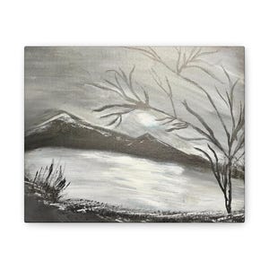 Black and White Mountain Landscape Canvas Print: Nature Lover Home Decor