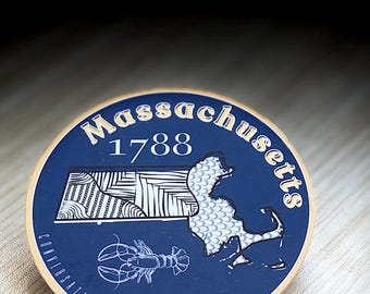 Massachusetts Sticker - (2.5" Vinyl Sticker - Water Resistant)