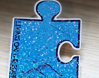 Puzzle- Living on the Edge (3” vinyl sticker- holographic - water resistant)