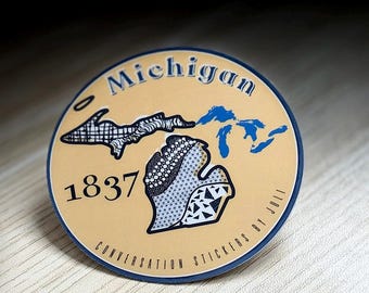 Michigan Sticker - (2.5" Vinyl Sticker - Water Resistant)