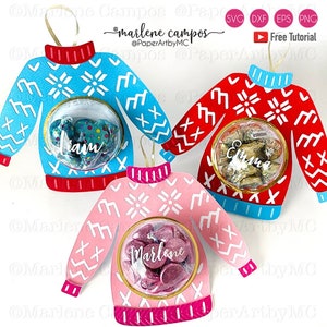 Cut Files Ugly Sweater Candy Holder Dome | Free TUTORIAL| Christmas candy holder | svg, dxf, png | Cricut Project, Silhouette, ScanNcut