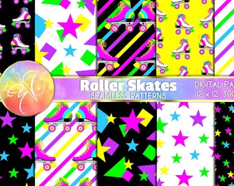 Roller Skates Digital Paper, SEAMLESS, Printable Digital Paper, Decorative Background, Scrapbook, Digital background, Scrapbooking Paper