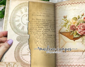Vintage Classic Junk Journal Pages kit, Printable Antique Scrapbook Paper