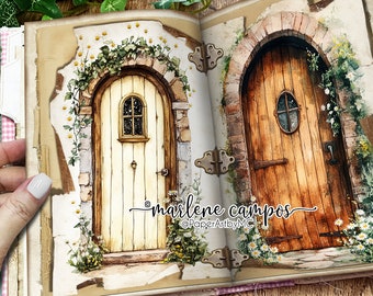 Rustic Door Junk Journal Pages: Printable Ephemera (PDF Download 8.5x11in