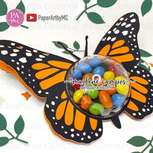 CUT FILE Monarch Butterfly Candy Holder Dome 80 mm Dome TUTORIAL svg, dxf, png Cricut Project, Silhouette, ScanNcut image 1