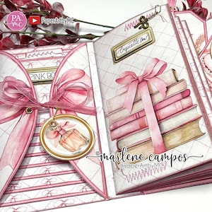 Junk Journal Folio, Pink Ribbon Bow, Ephemera, Printable Junk journal, Scrapbook craft, Craft kit, Instant Download