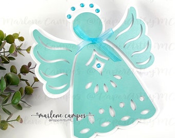 Angel Invitation SVG Template | Christian Invitation | Baptism, First Communion| svg, dxf, png | Cricut Project, Silhouette, ScanNcut