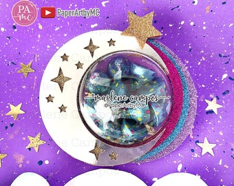 Cut Files Moon and Shooting Star Candy Holder Dome | EASY Opening system | + TUTORIAL | svg, dxf, png | Cricut Project, Silhouette, ScanNcut