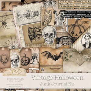 Vintage Halloween Junk Journal Kit: Printable Ephemera (PDF)