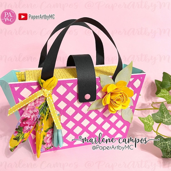SVG Purse Cut File, Paper Craft Handbag Template, Gift for Her, Cricut, Silhouette Cameo, ScanNcut