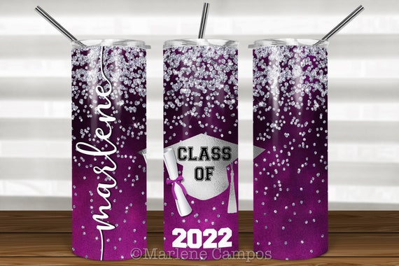 ANY YEAR Graduation Skinny Tumbler Sublimation, Pink, SILVER Glitter, Class of, Skinny Tumbler 20oz Design, Download Template Il_570xn