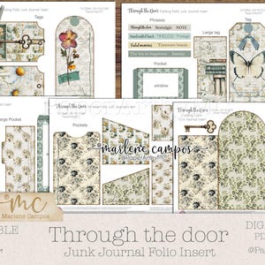 Vintage Door Folding Folio Insert, Neutral Junk Journal Printable Kit ...