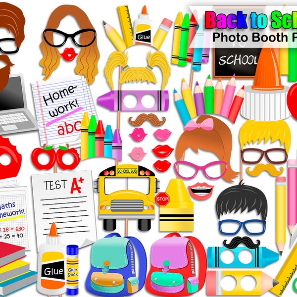 Back to School Photo Booth Props, School Party, School Photo Booth props, First Day Photobooth Props, Printable, INSTANT DOWNLOAD