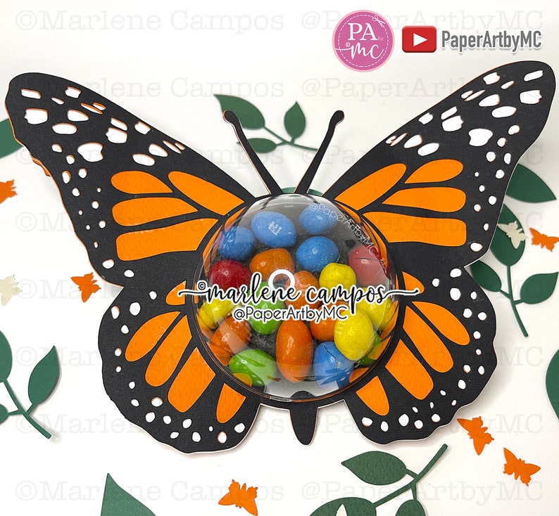 CUT FILE Monarch Butterfly Candy Holder Dome 80 mm Dome TUTORIAL svg, dxf, png Cricut Project, Silhouette, ScanNcut image 2