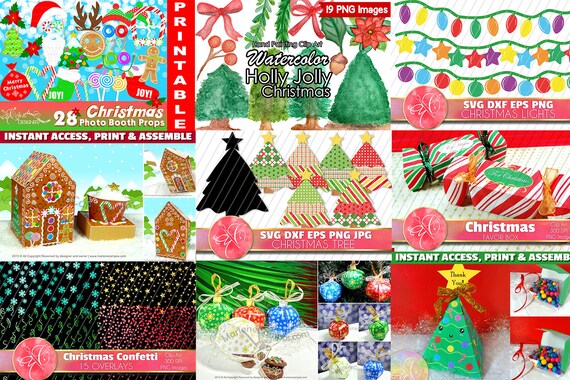 Download Bundle Christmas Crafts Set Of 14 Crafts Projects Favor Boxes Photo Booth Props Svg Files Clipart Digital Paper Overlays By Paper Art By Marlene Campos Catch My Party Yellowimages Mockups