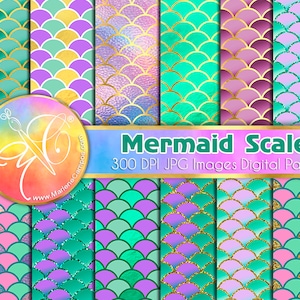 Mermaid Scales Digital Paper, Mermaid Tail, Mermaid Pattern, Mermaid Decorations, Digital background, Instant Download image 1
