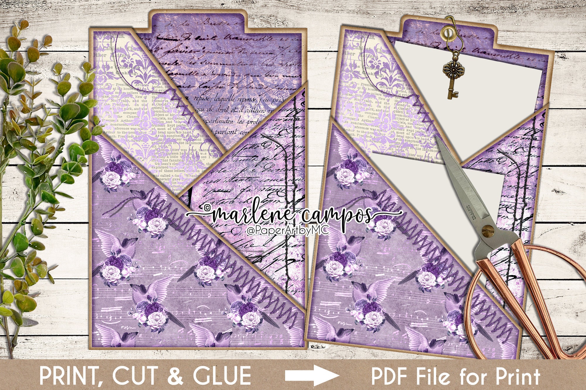 Purple Pocket Tags: Junk Journal Printable Ephemera (PDF) - Etsy