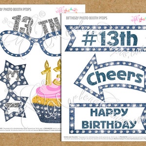 13th Birthday Photo Booth Props, Denim, Diamonds, Crystal Sparkly ...