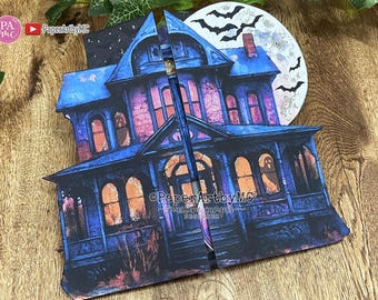Spookhuis opvouwbaar foliopakket – afdrukbaar Halloween-junkjournaal
