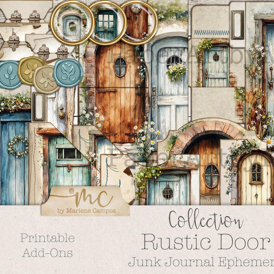 Rustic Door Junk Journal Ephemera Kit, Printable Add-ons, Vintage ...