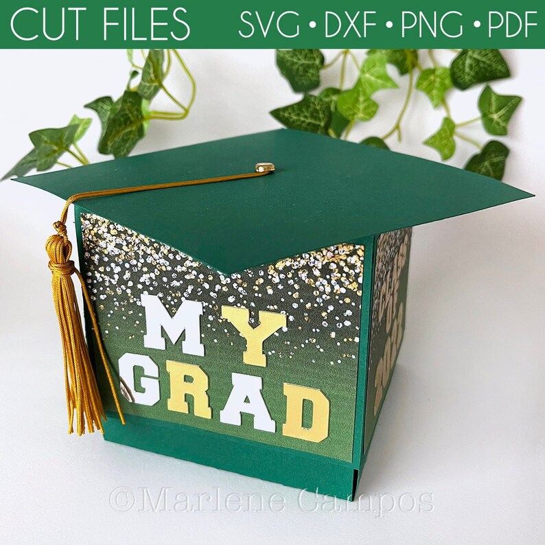 Graduation Cap Gift Box Die Cut Files GREEN Svg Dxf Etsy