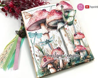 Interactive Photo Album Kit, Printable Mushroom Scrapbook Album, Journal Booklet Folio, Botanical Mini Album, Paper Craft