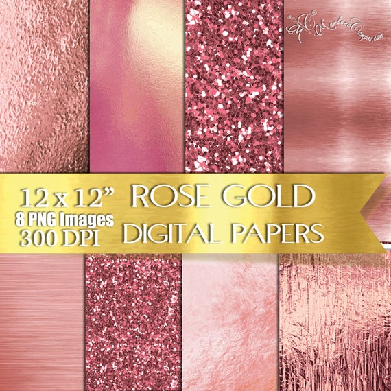 Rose Gold Digital Paper Rose Gold Foil paper Glitter Paper Etsy