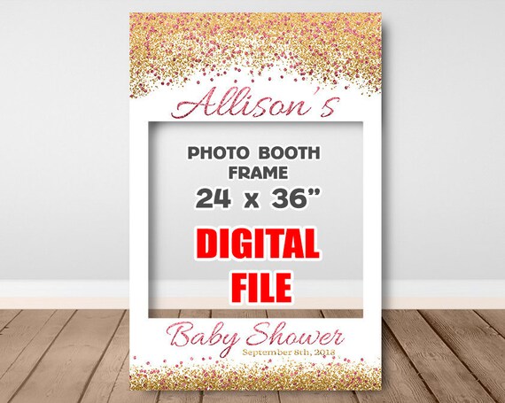 PRINTABLE Baby Shower photo boot, Photo booth frame, Baby girl, Baby boy, Glitter Effect, Gold, Photo booth Backdrop /Custom NO SHIPPING Il_570xn
