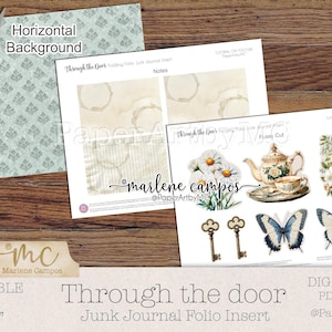 Vintage Door Folding Folio Insert, Neutral Junk Journal Printable Kit ...
