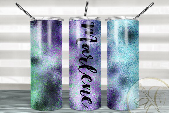 Aqua Iridescent Skinny Tumbler Sublimation Design, Glitter, Foil, Skinny Tumbler 20oz Design, Download Template Il_570xn