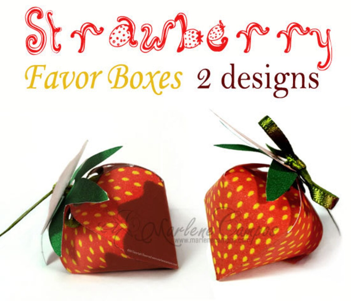 Strawberry Favor Box Printable favor box RED strawberry Etsy