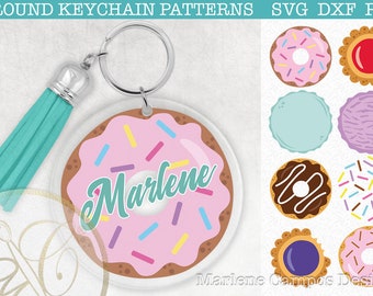 Sweet Desserts Round Keychain Pattern SVG, Bundle, Donut, Ice Cream, Macaron, Cookies, svg, dxf, png / Cutting machine, Silhouette, Cricut