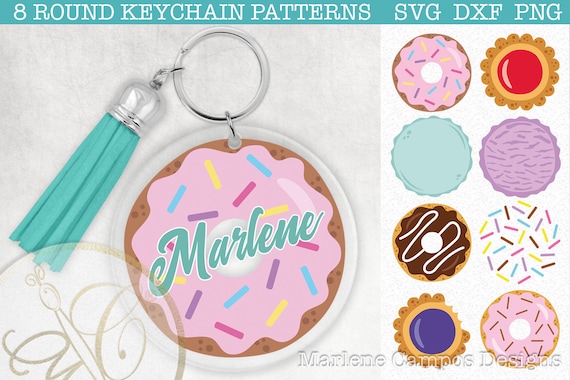 Sweet Desserts Round Keychain Pattern SVG, Bundle, Donut, Ice Cream, Macaron, Cookies, svg, dxf, png / Cutting machine, Silhouette, Cricut Il_570xn