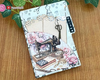 Sewing Treasure Mini-Ordner-Einsatz für Junk-Journal, druckbare Vintage-Nähtasche