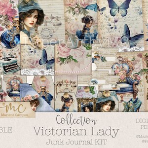 Victorian Lady Junk Journal Kit: Printable Ephemera (PDF)