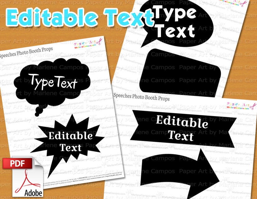EDITABLE TEXT Photo Booth Props Speeches Photo Booth Props - Etsy