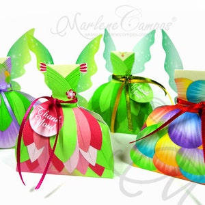 Fairy Favor Box, Printable Box, 4 fairies favor boxes, Paper toy, Birthday Party INSTANT DOWNLOAD Paper Art by Marlene Campos image 1