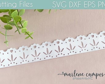 Lace Border CUTTING FILES | Hearts flowers, Scrapbook, Journal, Paper Craft, SVG, dxf, eps, png | Cricut Project, Silhouette, ScanNcut