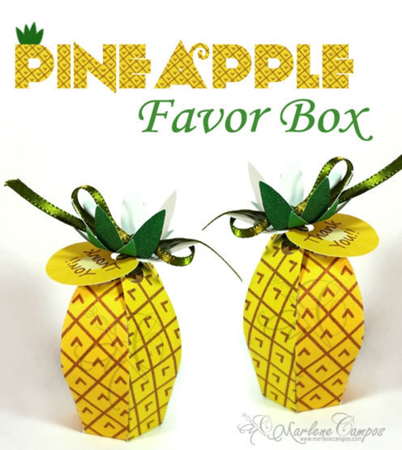 Pineapple Favor Box Printable Box Gift Favor Birthday Etsy