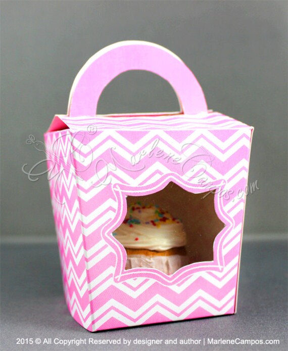 Cupcake Holder Favor Box Mini Cupcake Holder Chevron Pink Etsy
